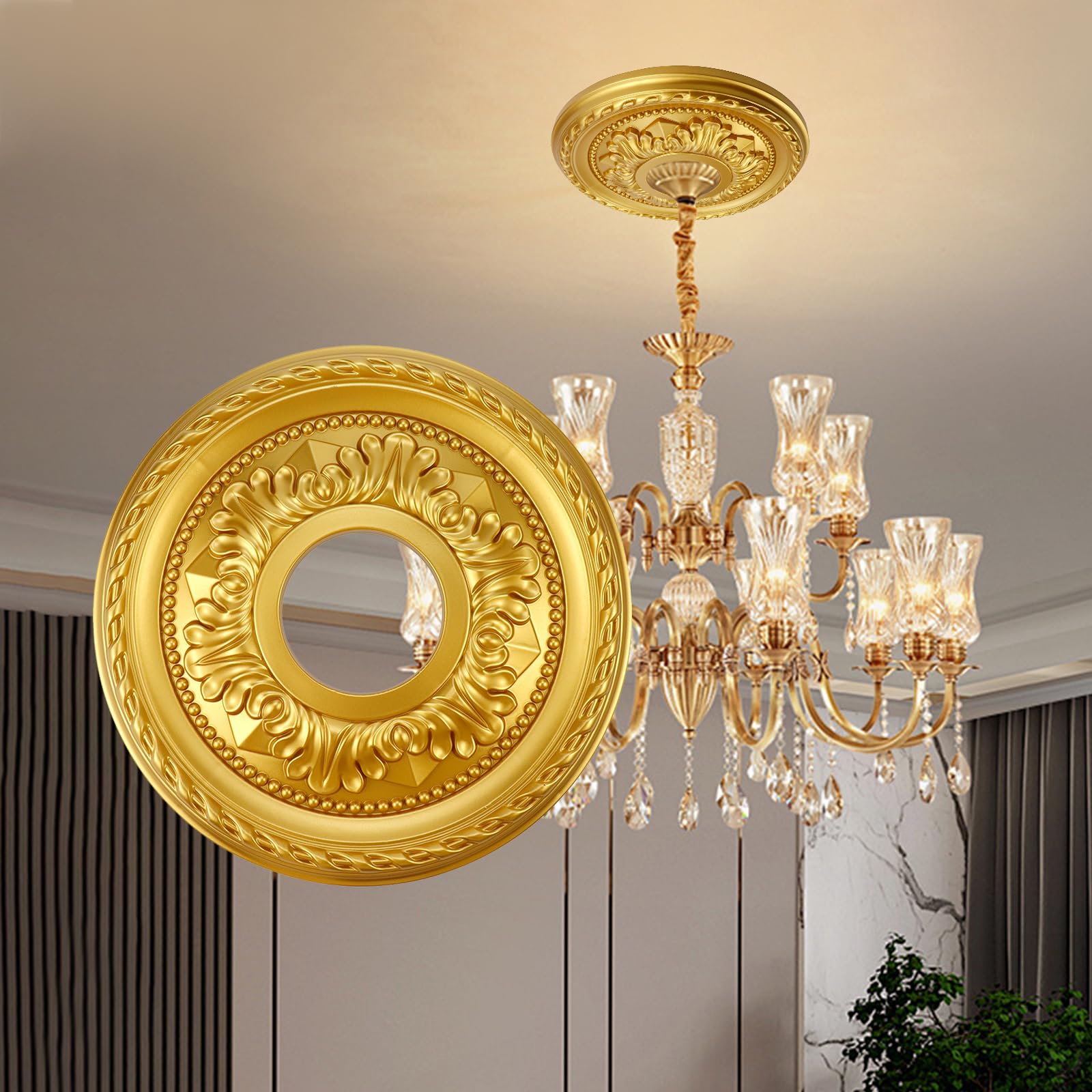 Crapyt Ceiling Medallions for Fans, 12.2" Small Ceiling Medallion — Amazon image 5