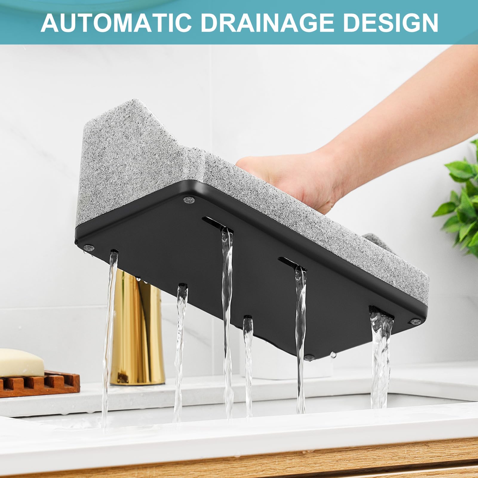 VITVITI Toothbrush Holder for Bathroom, Bathroom Organizer Countertop, Bathroom Accessories with 5 Compartment Storage for Toothpaste/Vanity Counter, Gray Resin of Marble Color