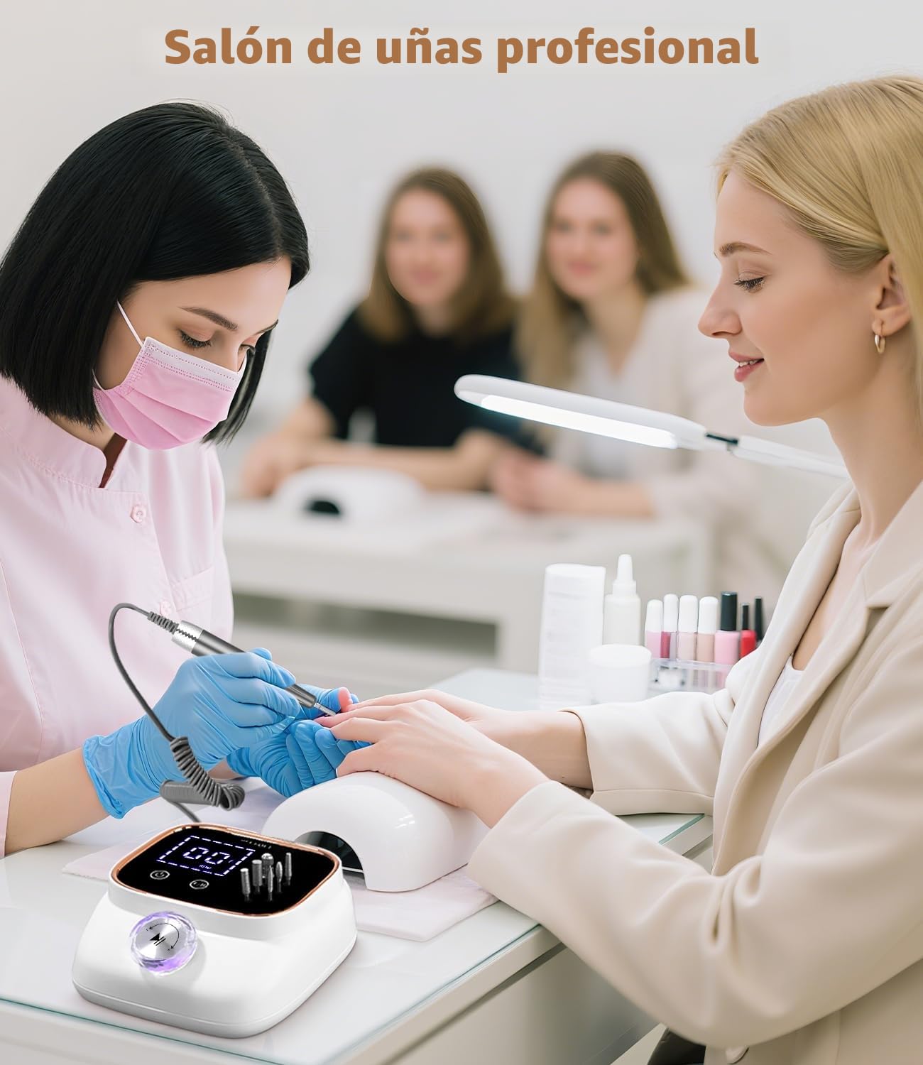 45,000RPM Torno para Uñas Profesional, Lima Electrica Uñas, Velocidad Ajustable,Set de Accesorios para Manicura y Pedicura con Brocas de Cerámica,para Uso Doméstico Salones de Uñas