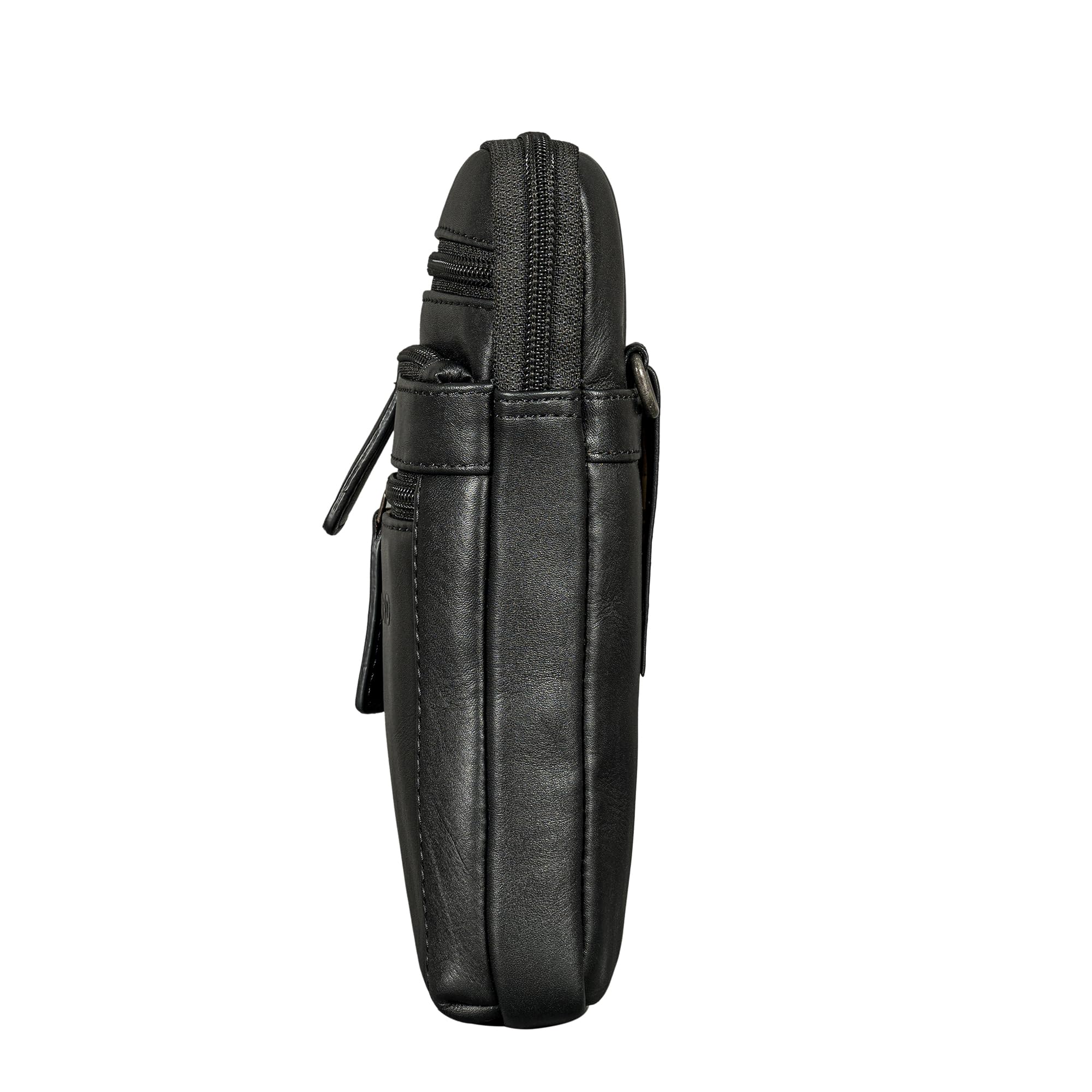 STILORD 'Mikael' 3-in-1 Brusttasche Herren Leder Umhängetasche Gürteltasche Handytasche zum Umhängen - Stilvoller Brust-Beutel Klein Schultertasche Männer aus Echtleder, Farbe:schwarz