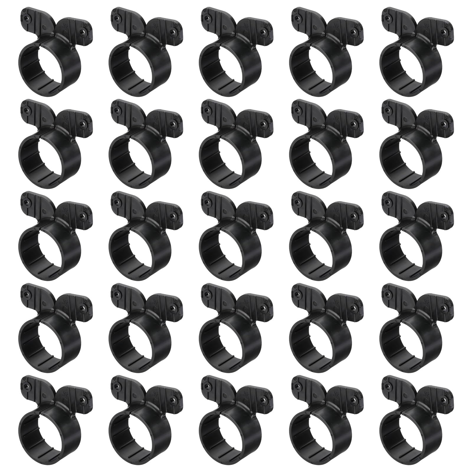 PATIKIL Suspension Pipe Clamps 1-1/2 Inch, 25 Pack Butterfly Style Tubing Supports for Pex Copper CPVC Pipe Black