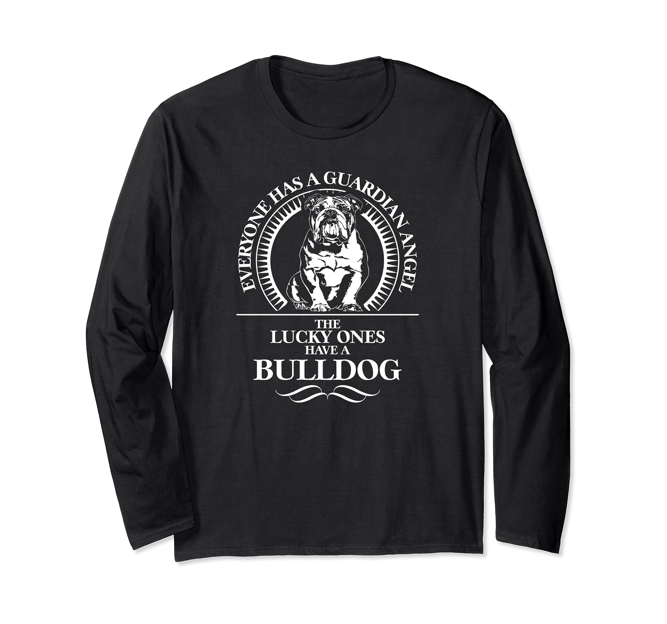 Proud English Bulldog Guardian Angel dog saying dog Long Sleeve T-Shirt, Black