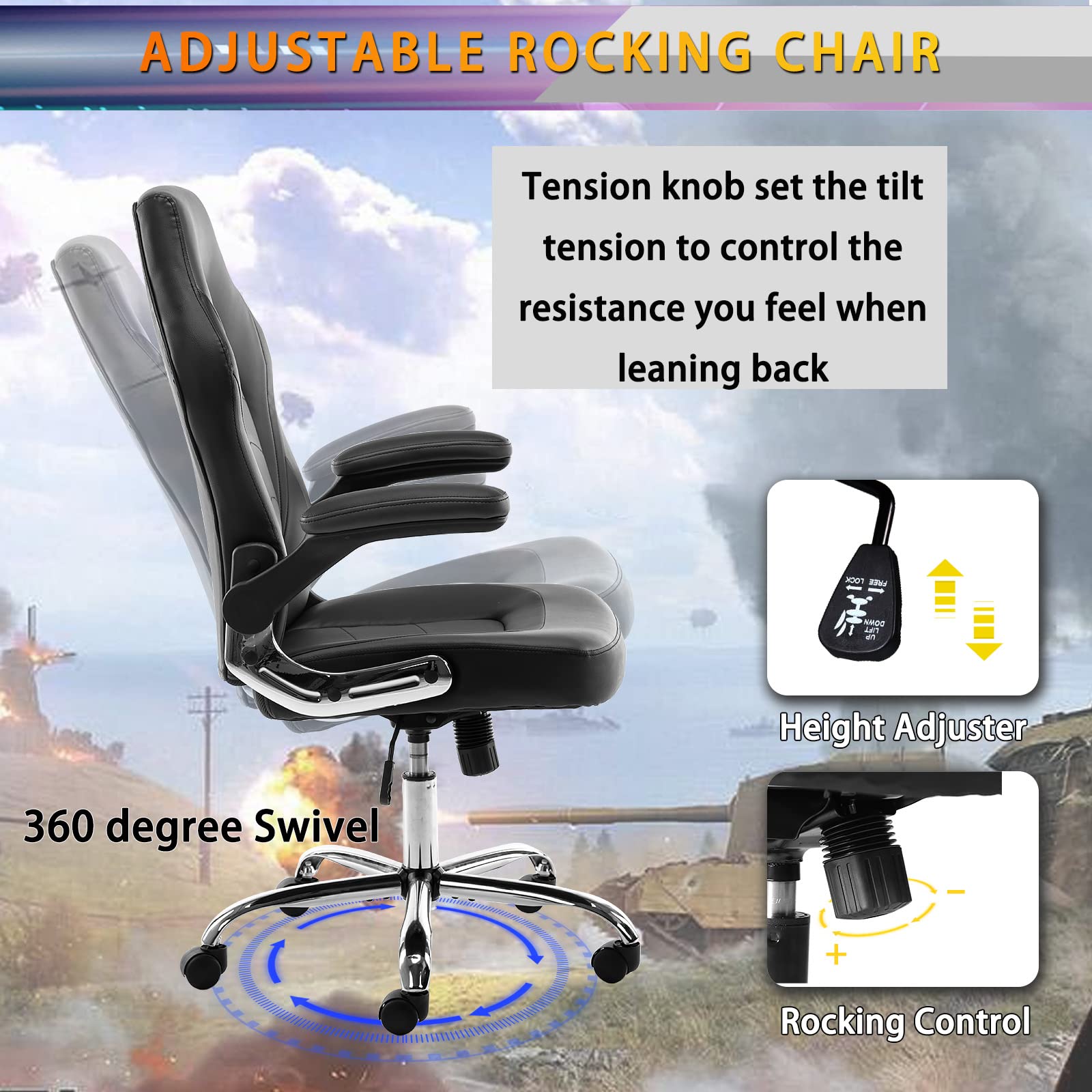 Buy Ergonomic Gaming Office Chair PU Leather Executive Swivel