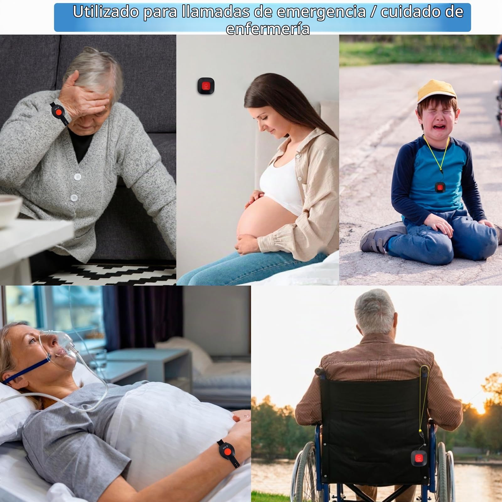 Boton Emergencia Ancianos, Avisador Personas Mayores, Botón Llamada Emergencia SOS + Pulsera + Receptor, Llamada de Emergencia Doméstica WiFi para Mayores, Discapacitados, Pacientes, Niños