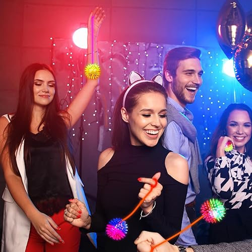 Miniatura 10 de Wettarn 24 bolas de 2.6 pulgadas con luces LED intermitentes sensoriales intermitentes con puntas, juguetes sensoriales que brillan en la oscuridad,