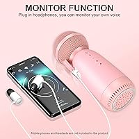 Vista 9 de Aokeo Micrófonos inalámbricos, altavoz Bluetooth, micrófono de karaoke inalámbrico para niños para cantar, micrófono portátil para máquina