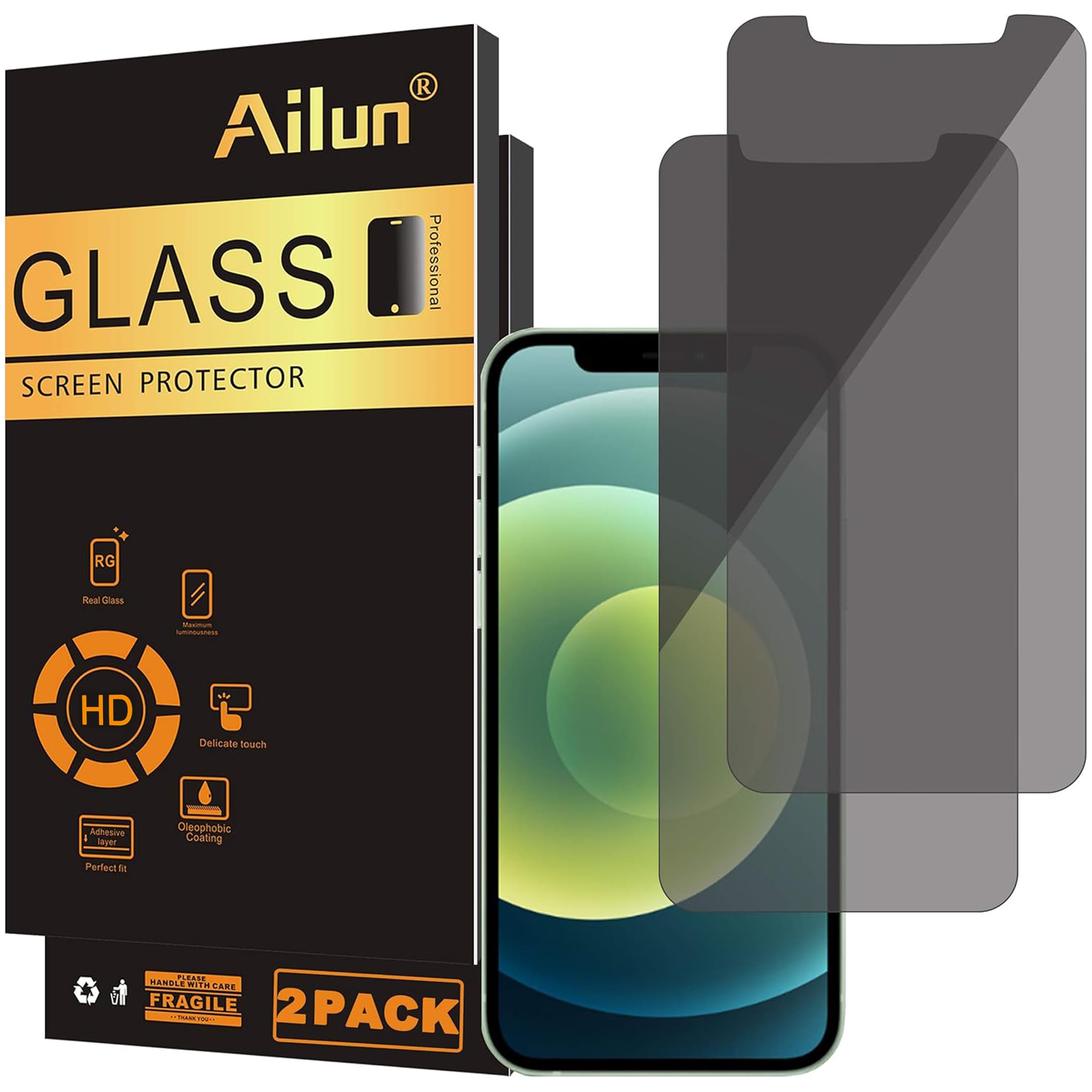 Photo 1 of Ailun 2 Pack Privacy Screen Protector for iPhone 12 / iPhone 12 Pro 2020