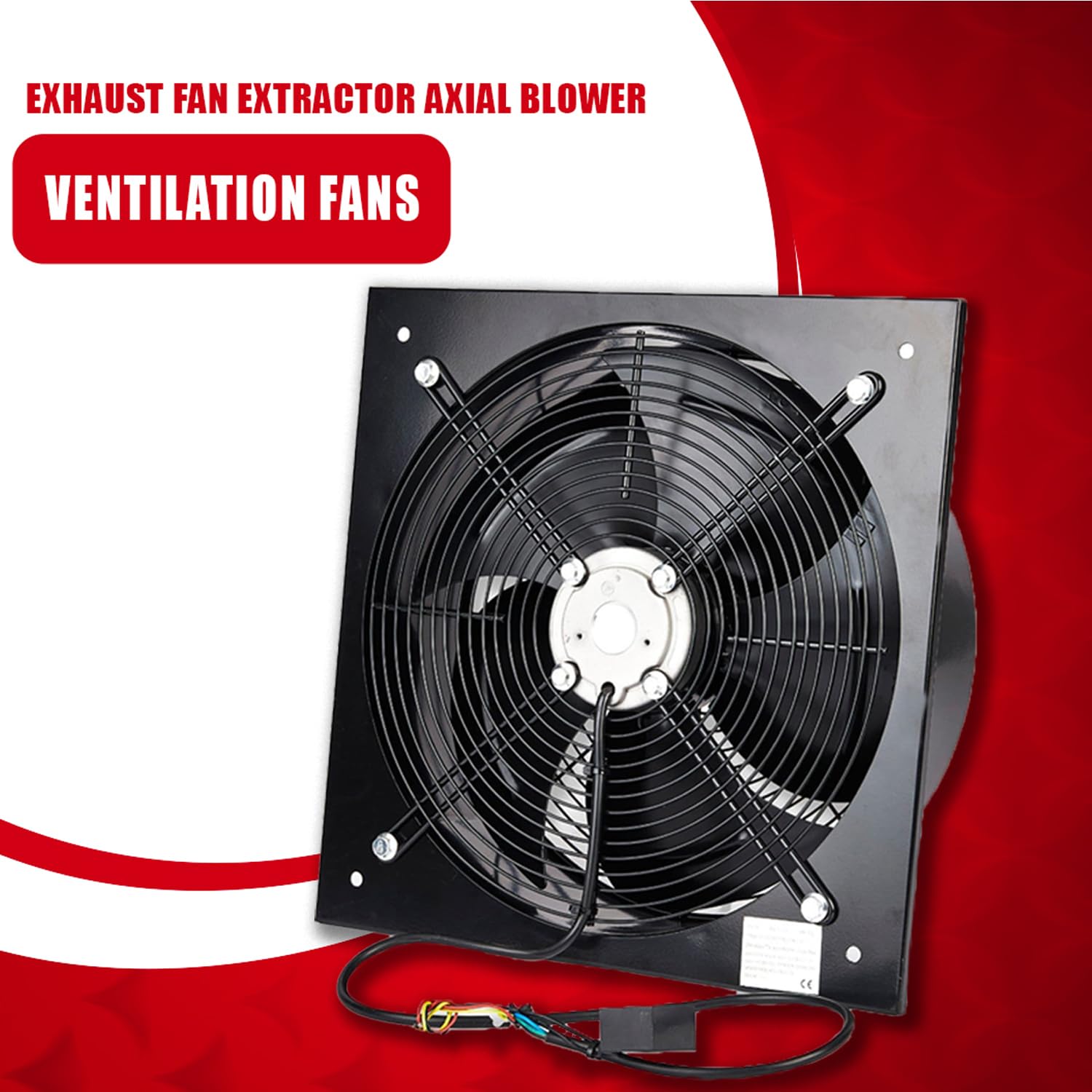 INDUSTRIAL Ventilación Extractor Metal AXIAL ESCAPE COMMERCIAL AIRE VENTILADOR - Negro, 500 mm