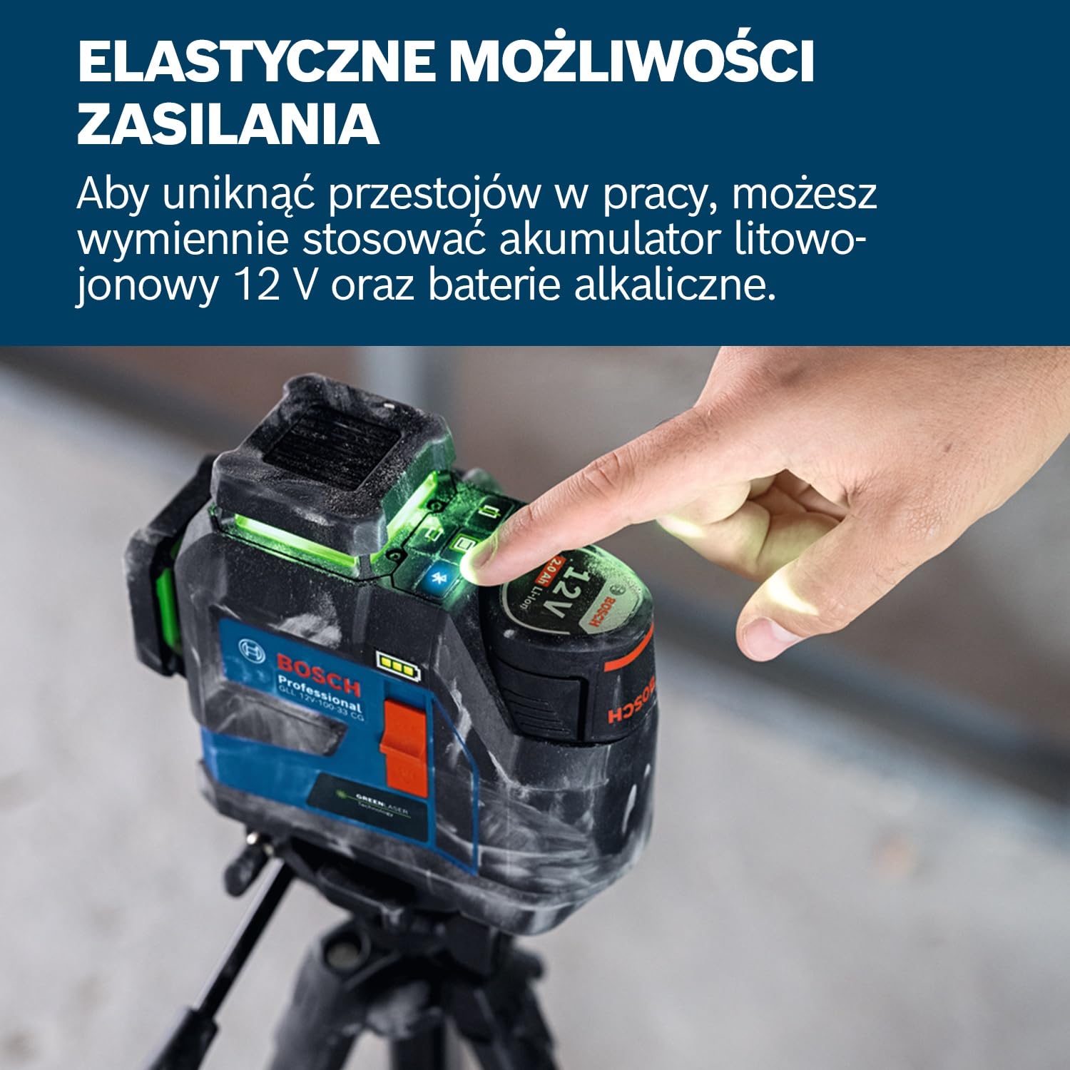 Bosch Professional Laser Liniowy GLL 12V‑100‑33 CG (3×360° zielone linie laserowe, w zestawie uchwyt, klips sufitowy, 2× GBA 12V 2.0Ah, ładowarka GAL 12V‑40, L‑BOXX 136) – Amazon Exclusive Set