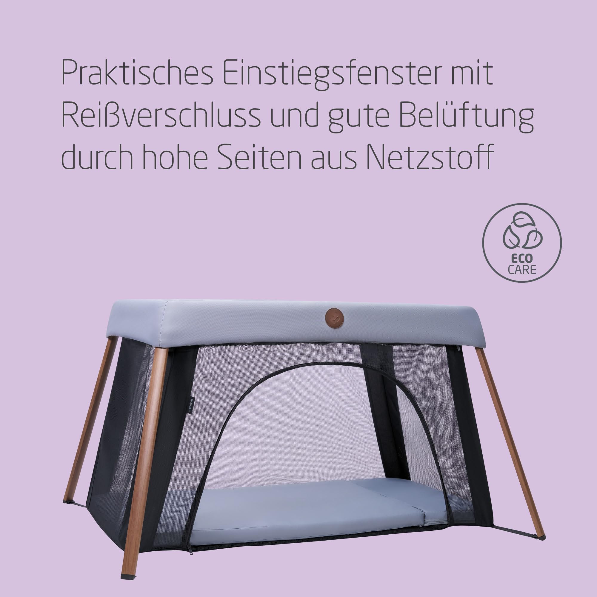 Maxi-Cosi Iris2, 2-in-1 Reisebett Baby, 0-3 Jahre, 0-15 kg, Kompaktes Reisebettchen, 2 Ebenen, Seitliches Einstiegsfenster, Faltbar & Leicht, Matratze Erweiterbar, Umweltfreundlich, Essential Grey