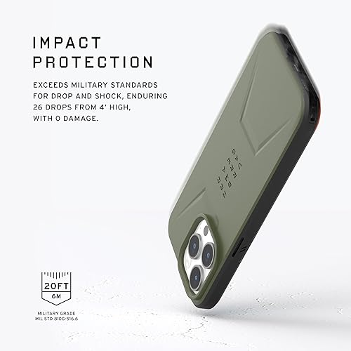 Miniatura 3 de URBAN ARMOR GEAR UAG versión actualizada Funda compatible con iPhone 15 Pro de 6.1 pulgadas, color verde oliva civil Drab con imán integrado