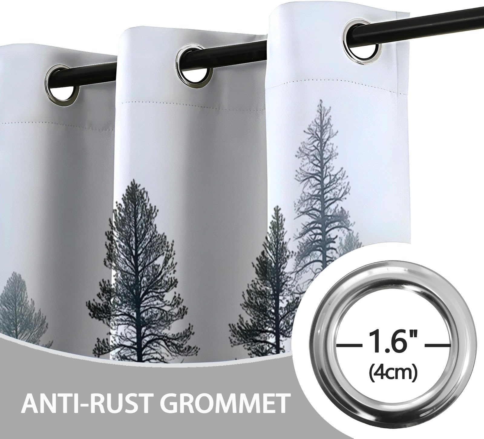 Gardinen Blickdicht 2er Set Malerischer Kiefernwald H 280 x B 140 cm Vorhang Verdunklungsvorhänge, Thermovorhang Kälteschutz, Gardinen mit Ösen, Schallschutz Vorhang