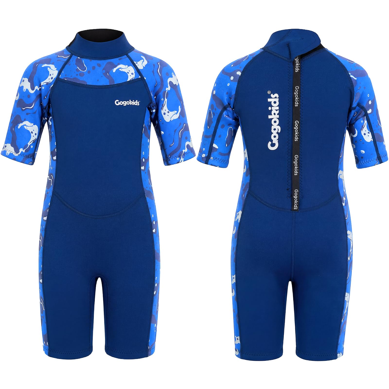 Gogokids Kids Shorty Wetsuit, 2mm SCR Lightweight Neoprene for Toddlers, Back Zip Children’s Short Wet Suit for Comfort & Warmth, Swimming, Snorkelling & Surfing, Ages 2–8 Boys Girls