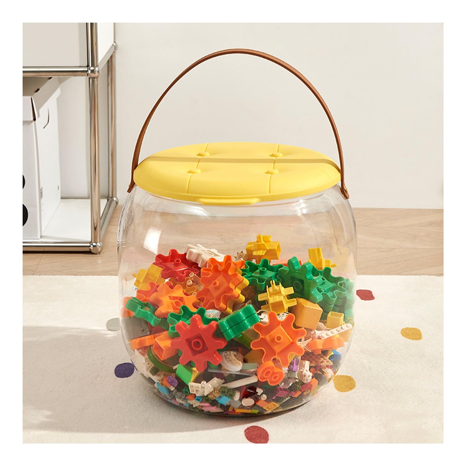 BCJMKDX Toy storage, Stool with storage ottoman stoolMultifunctional transparent stool(B)
