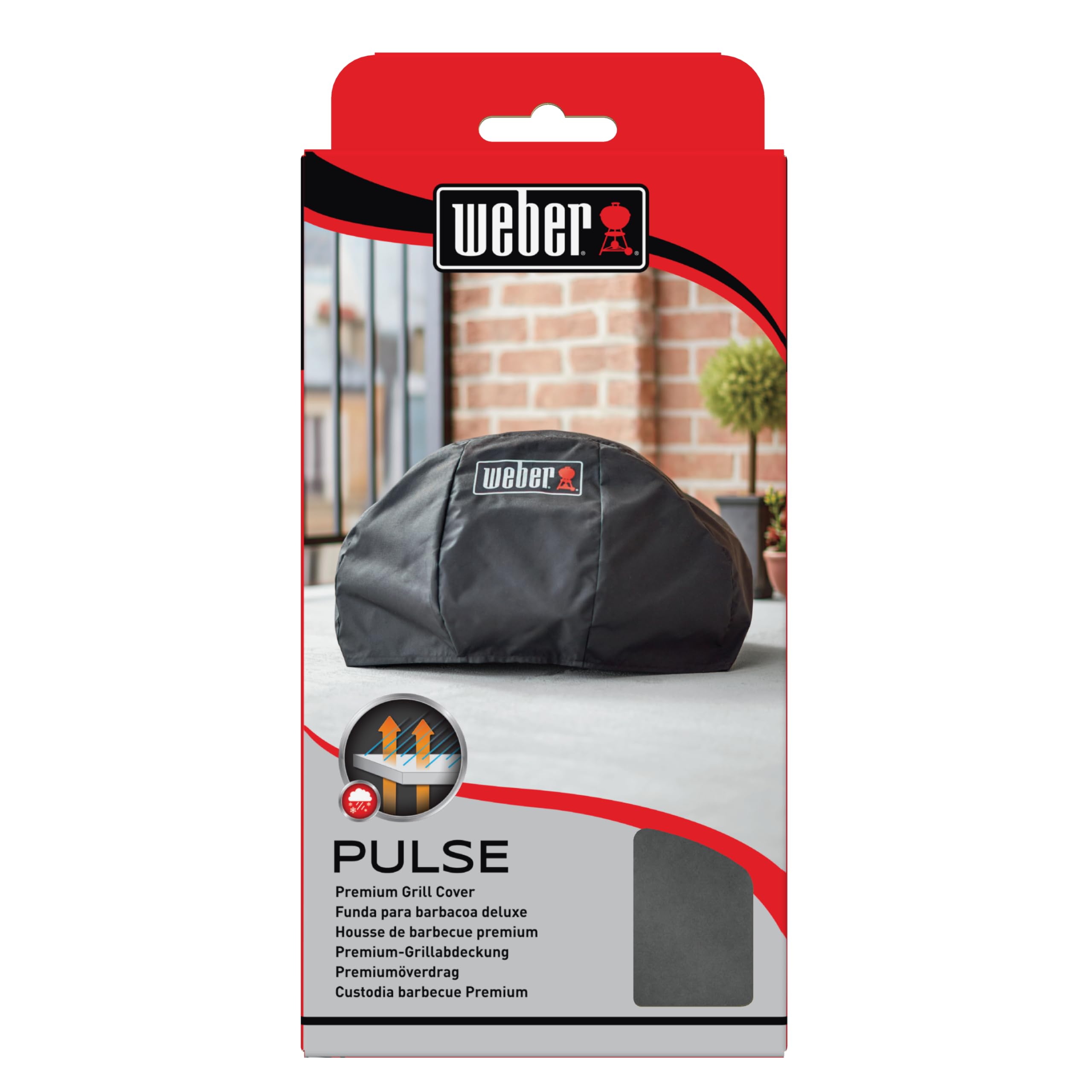 Weber Copertura Premium per Barbecue Pulse 1000, Traspirante, Resistente ai Raggi UV e all’Acqua, Protezione da Vento e intemperie, con Chiusura in Velcro – Nero (7180)