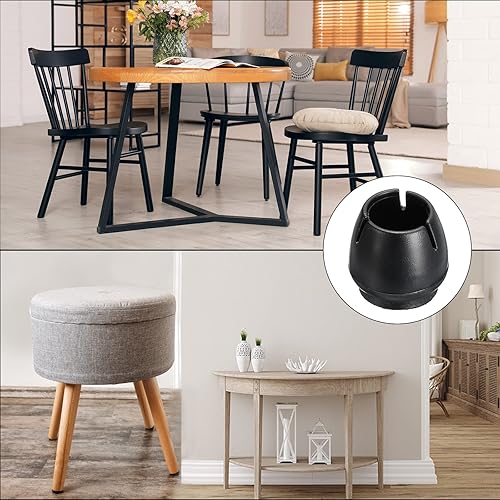 Miniatura 7 de uxcell Protectores de suelo para patas de silla, 16 piezas de PVC y fieltro de 0.67 pulgadas para patas de silla para suelos de madera dura (negro)