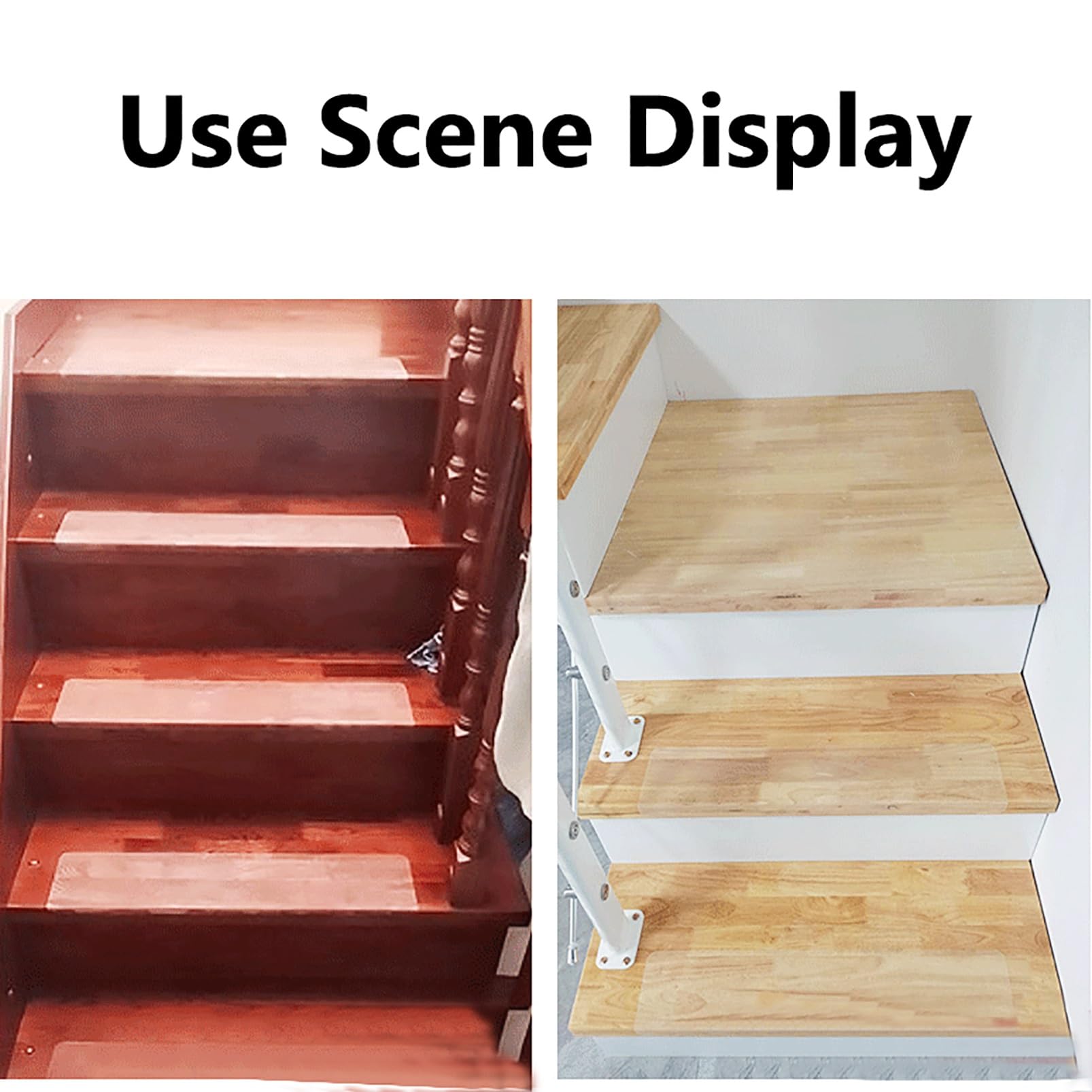 Cinta antideslizante transparente para peldaños de escalera para interiores, tiras de agarre de tracción transparentes con respaldo adhesivo para seguridad en escaleras, 1 paquete