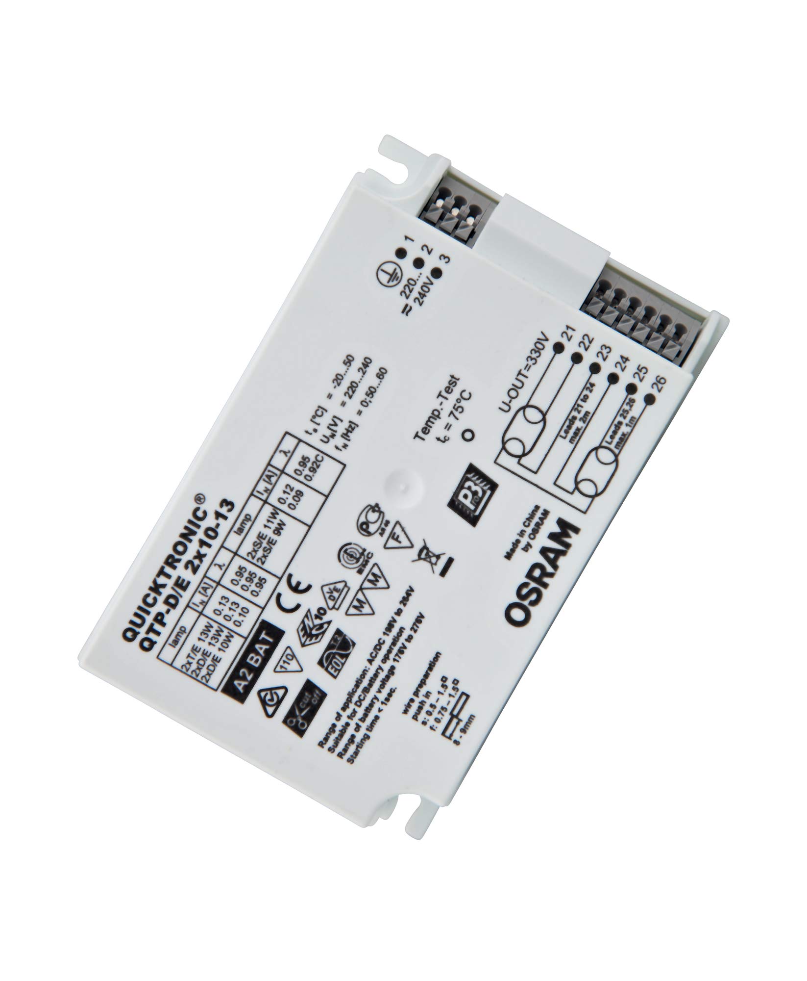 Osram, Quicktronic Professional, Alimentatore elettronico per CFL, 2x10-13/220-240 VS20