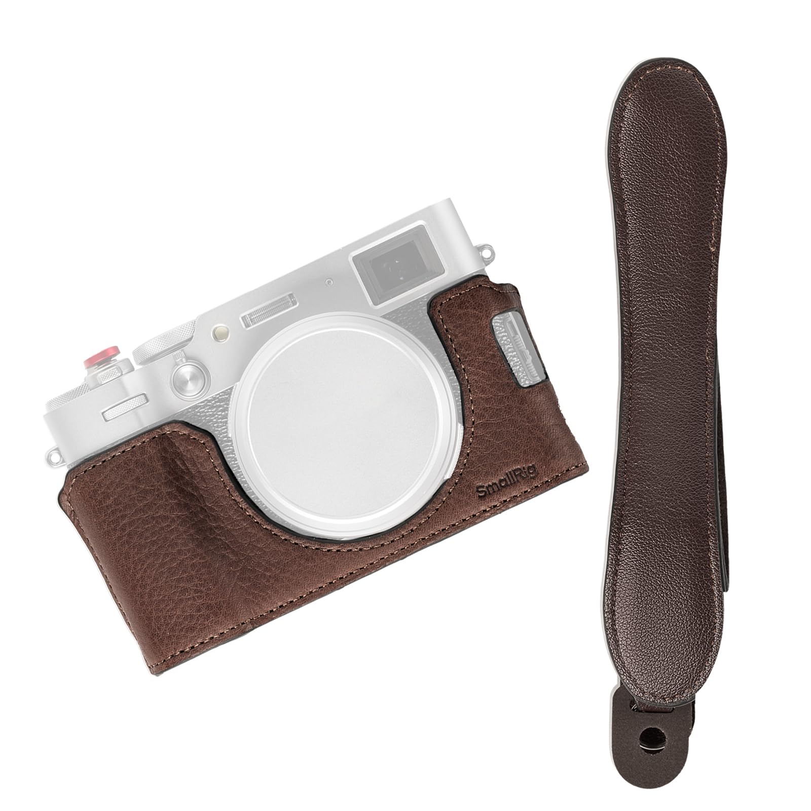 SMALLRIG Kit Custodia in Mezza Pelle con Tracolla per FUJIFILM X100VI, Stile Retrò con Telaio in Lega di Alluminio, Marrone - 4699