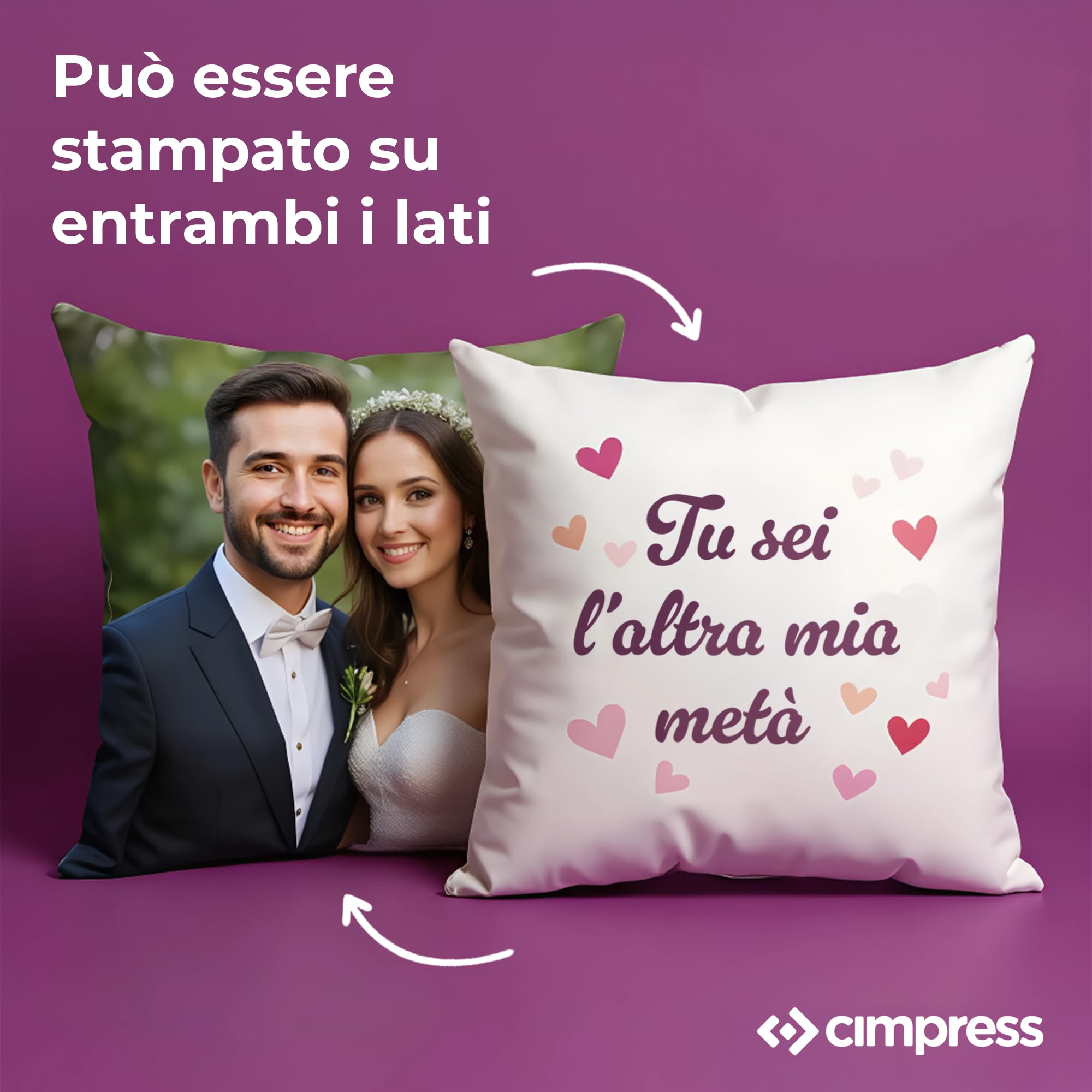 Cuscino Fotografico Personalizzato con Stampa Fronte-Retro, Foto o Testo, 45,7 × 45,7 cm, Morbido Cuscino Decorativo per la Casa, Regalo per Compleanni e Anniversari, Ideale per Amici e Familiari