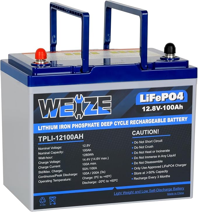 7 Best RV Deep Cycle Battery Review 2025 2 WEIZE 100Ah Mini LiFePO4 RV Battery