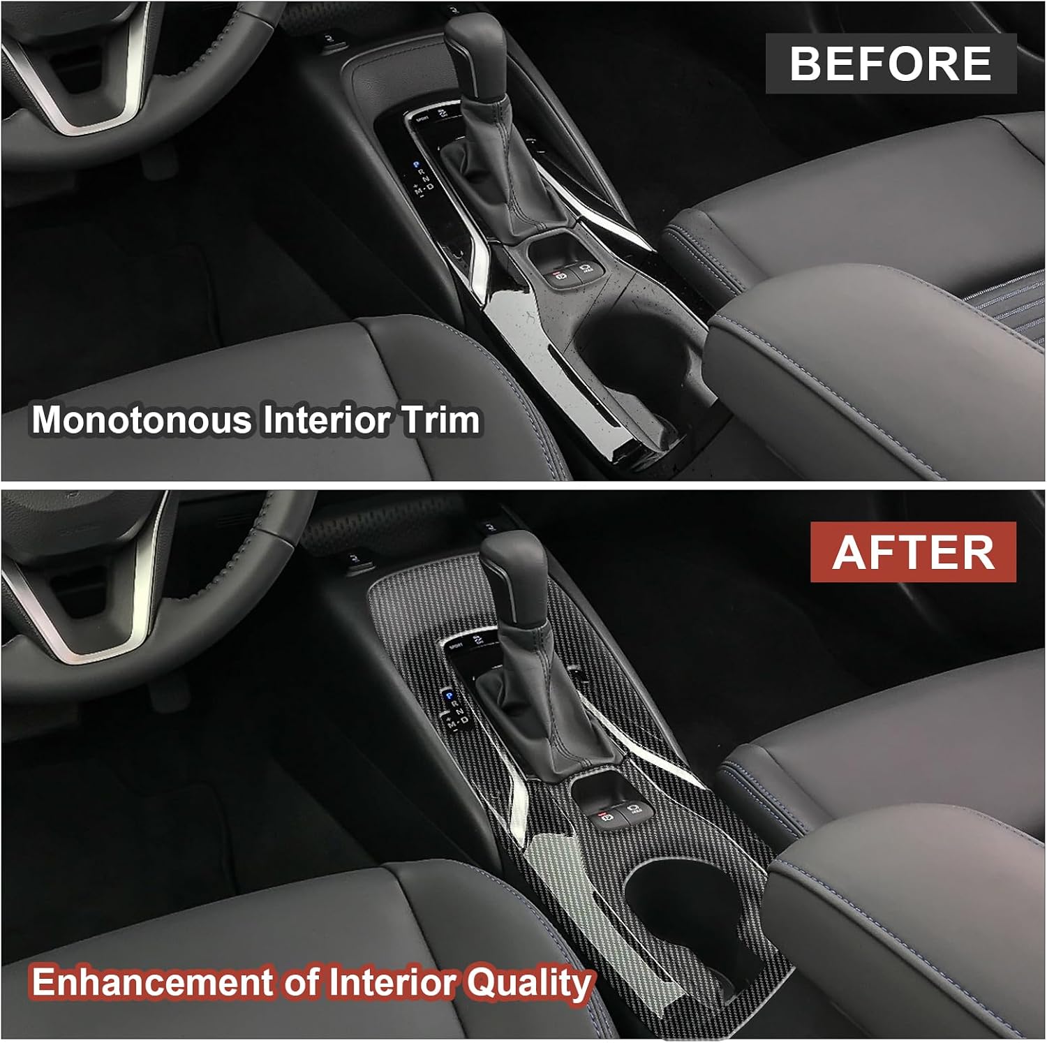 Carbon Fiber Center Console Gear Shift Panel Cover Compatible with Toyota Corolla 2020–2022 & Corolla Hatchback 2019–2022