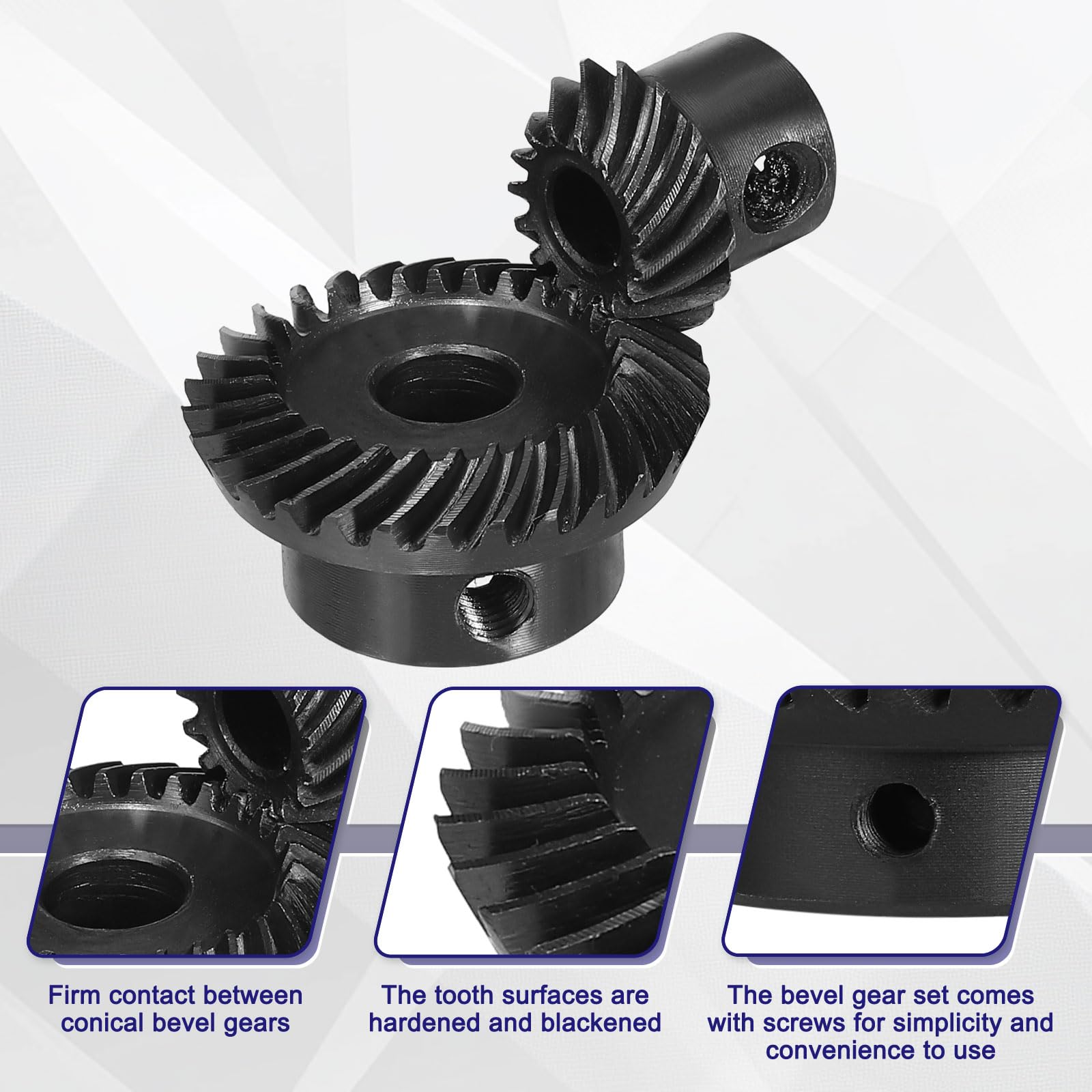 sourcing map Ingranaggi conici conici conici a 90 gradi 1: 2 fori per albero, 2 pezzi 1 mod foro 6 mm 15 denti mano sinistra e foro 8 mm 30 denti ingranaggi sterzo a spirale a terra per rotazione