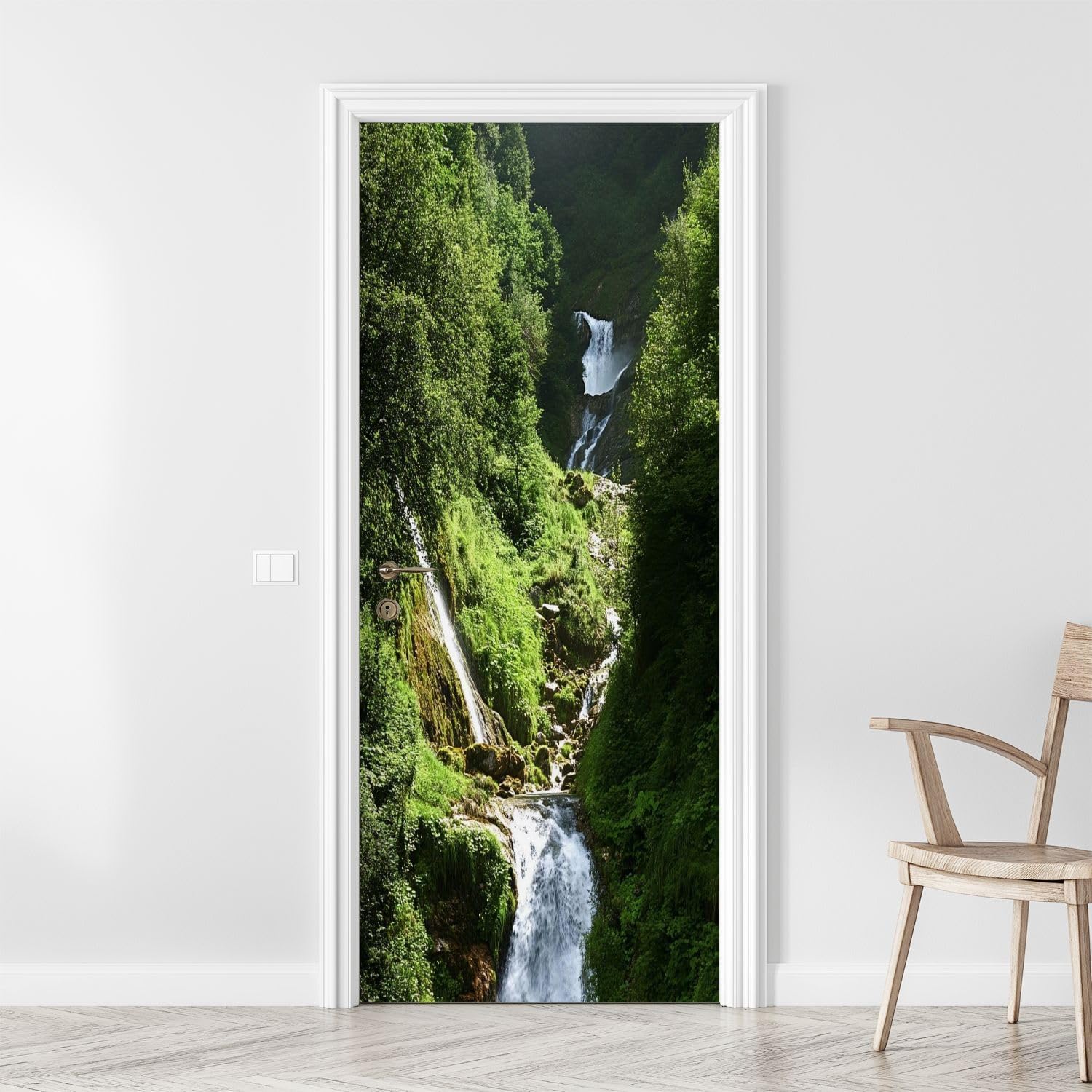 Sticker Porte Thème Naturel, Stickers Porte Trompe L'oeil Paysage Autocollant Poster Auto-Adhésif Art Décor Pour Chambre Salon Salle de Bain Papier Peint 95x215 cm 2365n