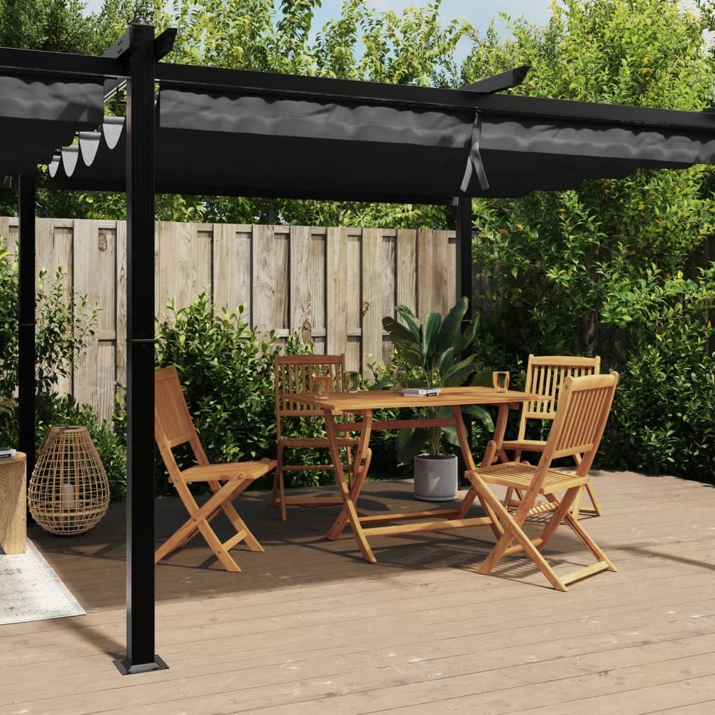 Pergola en aluminium - 3 x 6 m - Avec toit rétractable - Anthracite - Structure stable pour auvent de terrasse - Toit solaire en polyester imperméable avec revêtement PA - Idéal pour le jardin