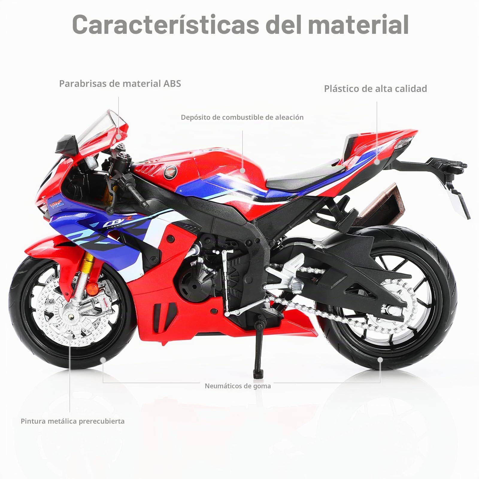 1/12 1000R Motocicleta Modelo Juguete Mini Metal Diecast Motocicleta Modelo Rojo Motocicleta Modelo Juguete Deporte Motocicleta Racing Modelo Colección Regalo para Hombres Kid (CBR 1000RR)