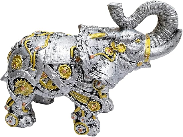 Hangarone Steampunk Animal Statue Industrial Mechanical Resin Rhinoceros Figurine Dog Wolf Snail Elephant Desktop Ornaments Home Decoration