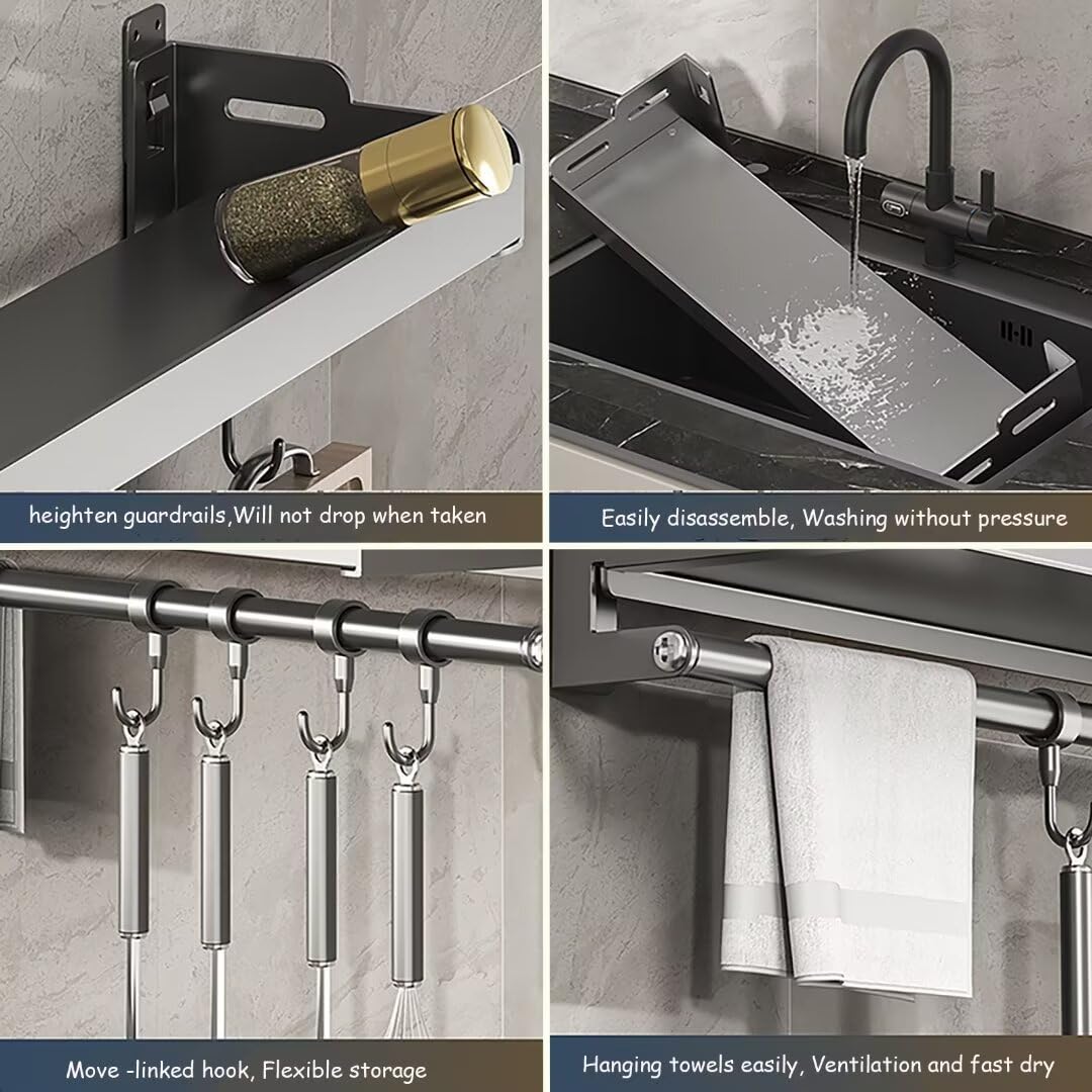 Soporte de pared sin taladro, 20 cm, color gris, ahorro de espacio, para hierbas y ses sto