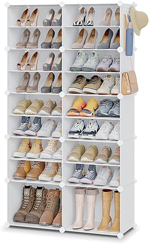 Miniatura 9 de MAGINELS Zapatero de almacenamiento de zapatos, estante de plástico para zapatos, organizador para armario, pasillo, dormitorio, entrada (blanco, 2