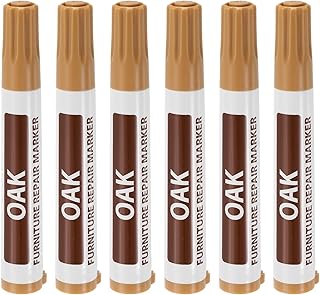 uxcell Furniture Repair Wood Markers, 6 Pcs Oak Touch Up Filler Sticks, Oil Based Paint Markers for Scratches, Wood Floors, Tables, Cabinet, Carpenters, Cover Ups