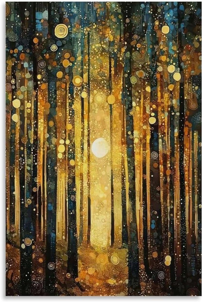 Waeta Rnvzx Gustav Klimt Poster Vintage Canvas Painting Sun Forest Trees Abstract Wall Art Gustav Klimt Prints For Modern Home Decor Picture 50x70cm No Frame