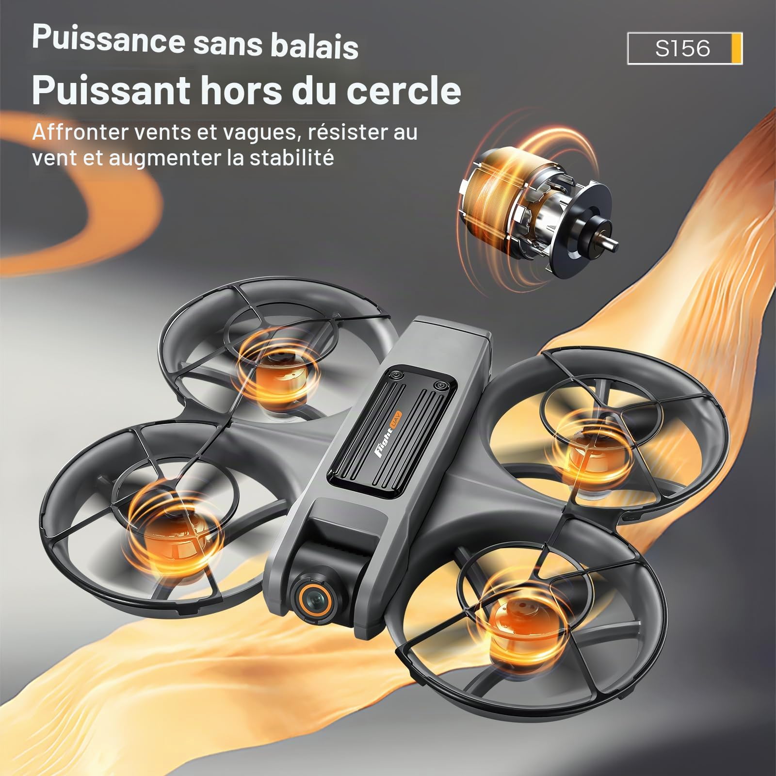 Drone avec Caméras, Télécommande Moteur Sans Balais Drone avec 4,5 Pouces écran, Carte SD, Veilleuse LED, Caméra Réglable à 90°, 2 Batteries, Convient aux Adultes et aux Débutants