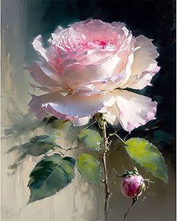 xackcme Rose Paint by Numbers for Adults - Flower Paint by Number on Canvas Without Frame, DIY Floral Oil Painting for Gift Home Wall Decor (16x20 inch)