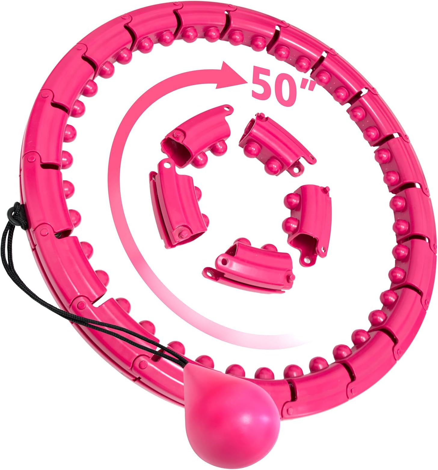 Brebon Weighted Hoola Exercise Fit Hoops Plus Size for Weight Loss, 2 in 1 Weight Loss 24 Detachable Knots Fitness Abdomen Equipment Hoops Adjustable Auto-Spinning Ball for Adult