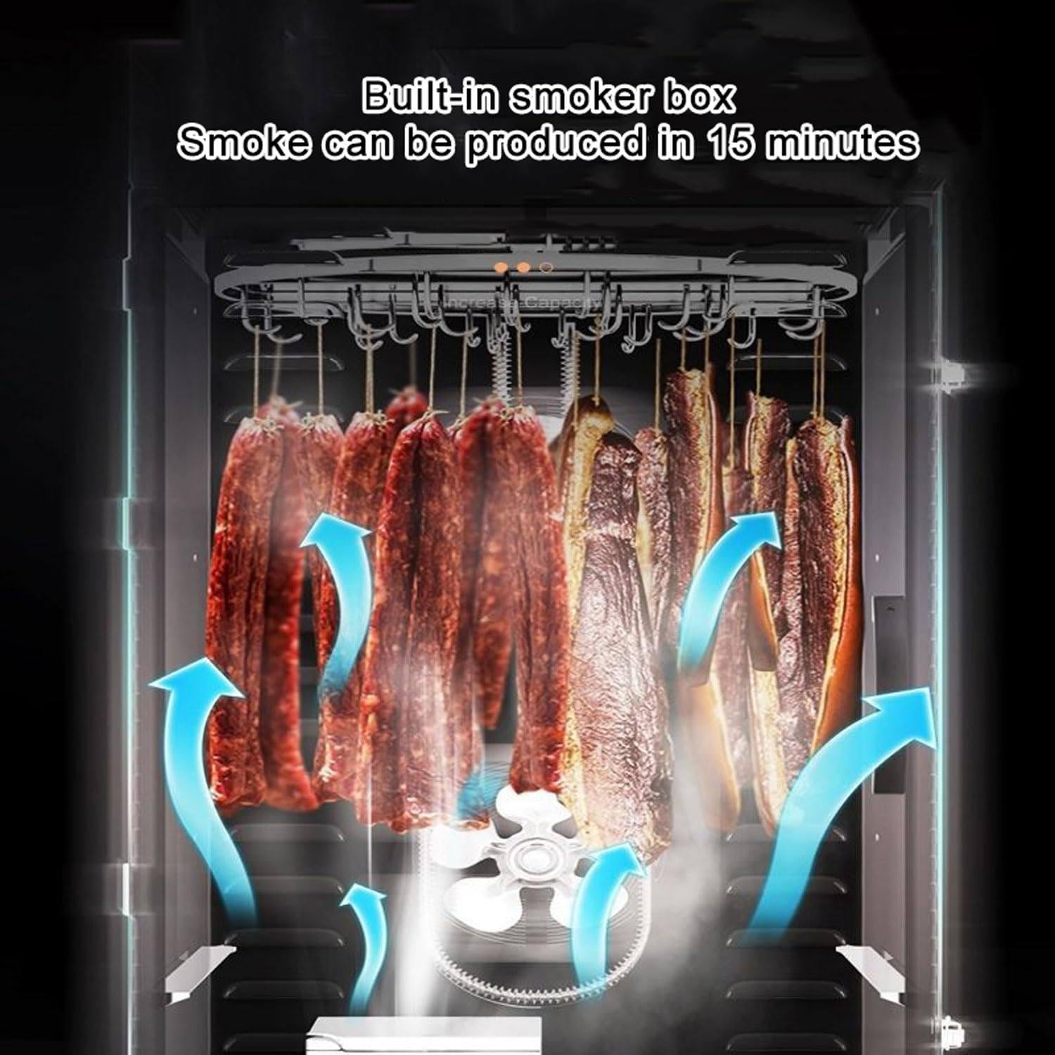 Essiccatore per Alimenti Commerciale, Essiccatore Automatico per Carne Rotante Da 1500 W Con Display LED Touch-Control, Per Carne Secca, Erbe, Carne, Manzo, Frutta, Verdura