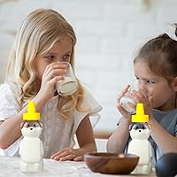 Vista 4 de Roshtia 50 botellas de plástico vacías de 5 onzas con forma de osito de miel, vasos vacíos transparentes para apretar, botella de jugo reutilizable