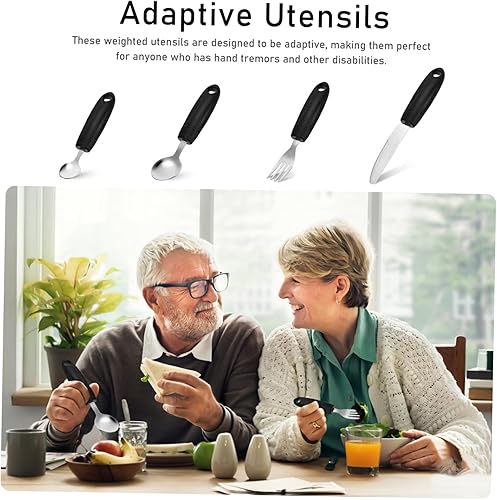 Miniatura 7 de PRETYZOOM Adaptive Weighted Utensils for Elderly Tremor-Proof Spoon and Fork Set Ergonomic Dining Aids for Disabled Arthritis Hand Function Support