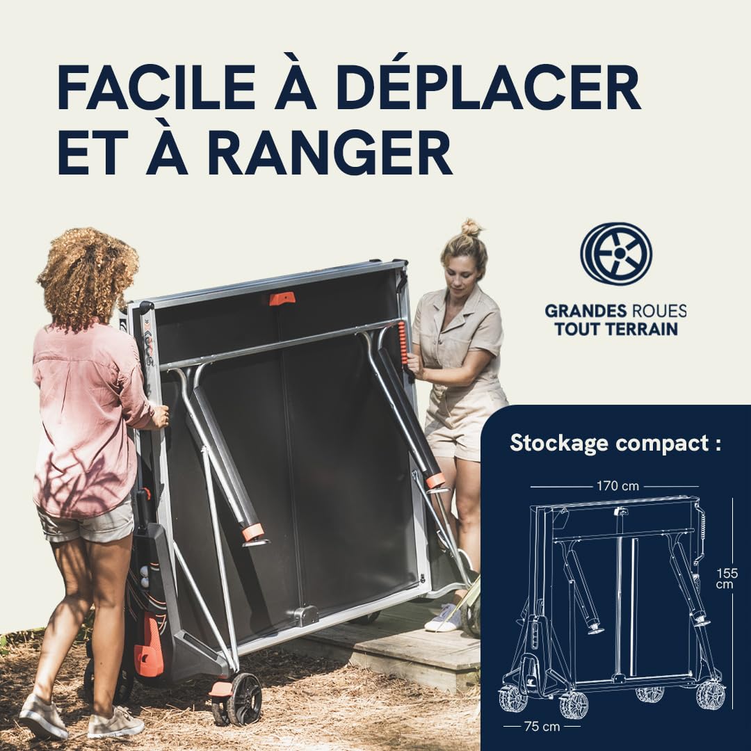 Cornilleau- 500X Outdoor Table de Ping Pong d'Extérieur Loisir - Made in France (Plateau Bleu ou Noir 6mm)