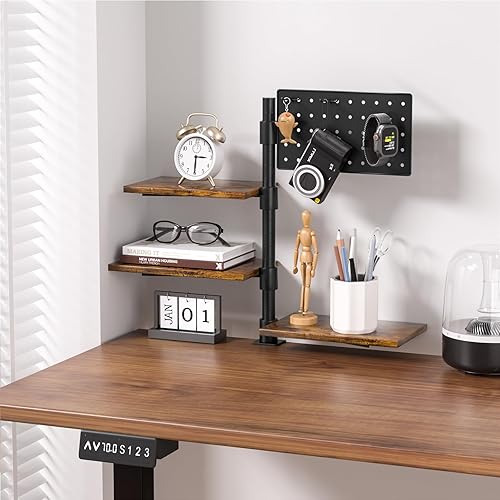 Miniatura 2 de Estante de escritorio con abrazadera de 3 niveles, ajustable giratorio de 360 por encima o debajo del escritorio, con capacidad para 33 libras,