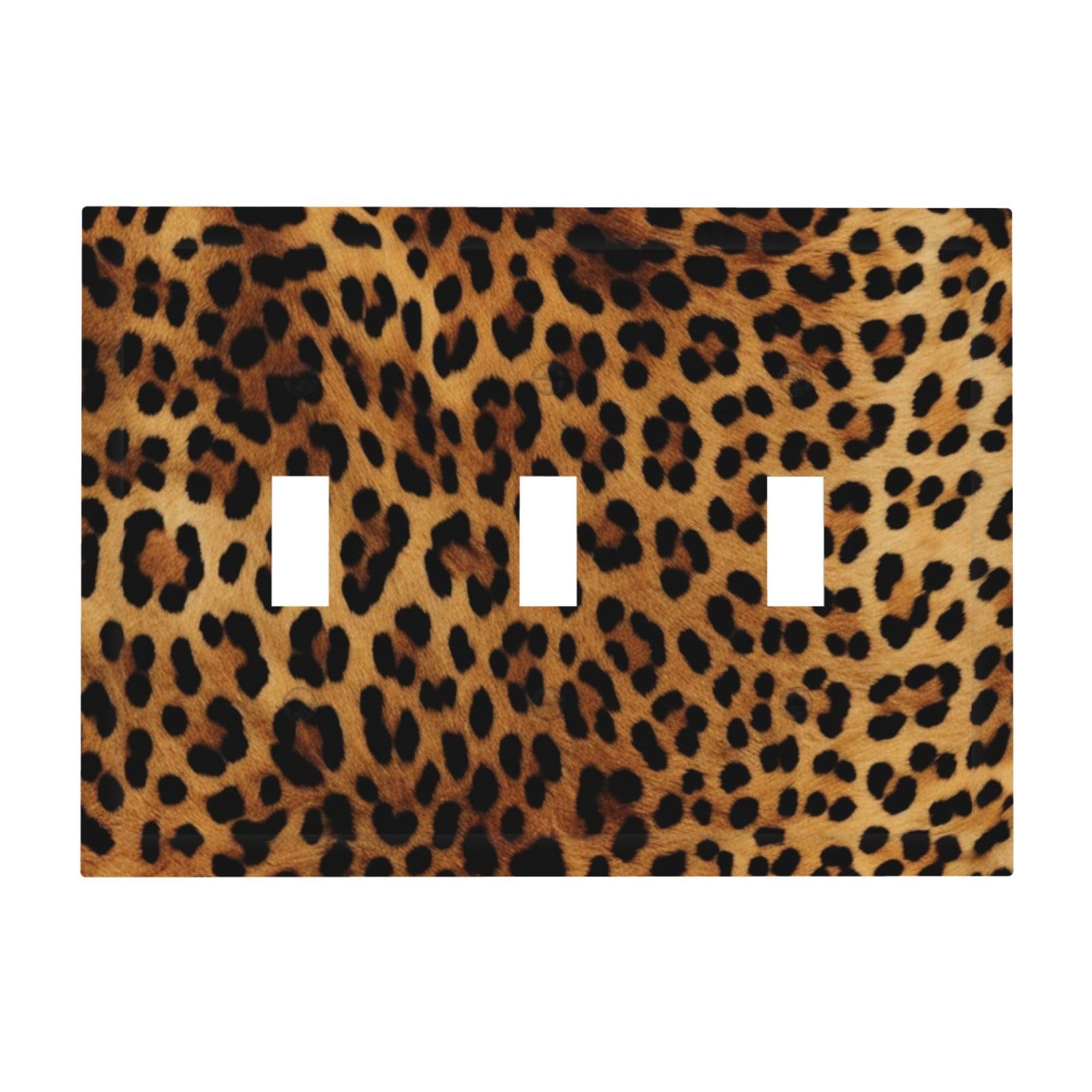 Kloph Leopard Skin Decorator Light Switch Covers Wall Plate 3-Gang Mid Size 6.7" X 4.8" Triple Toggle Switch Wallplate Decorative 3 Gang Wall Switch Plate Covers