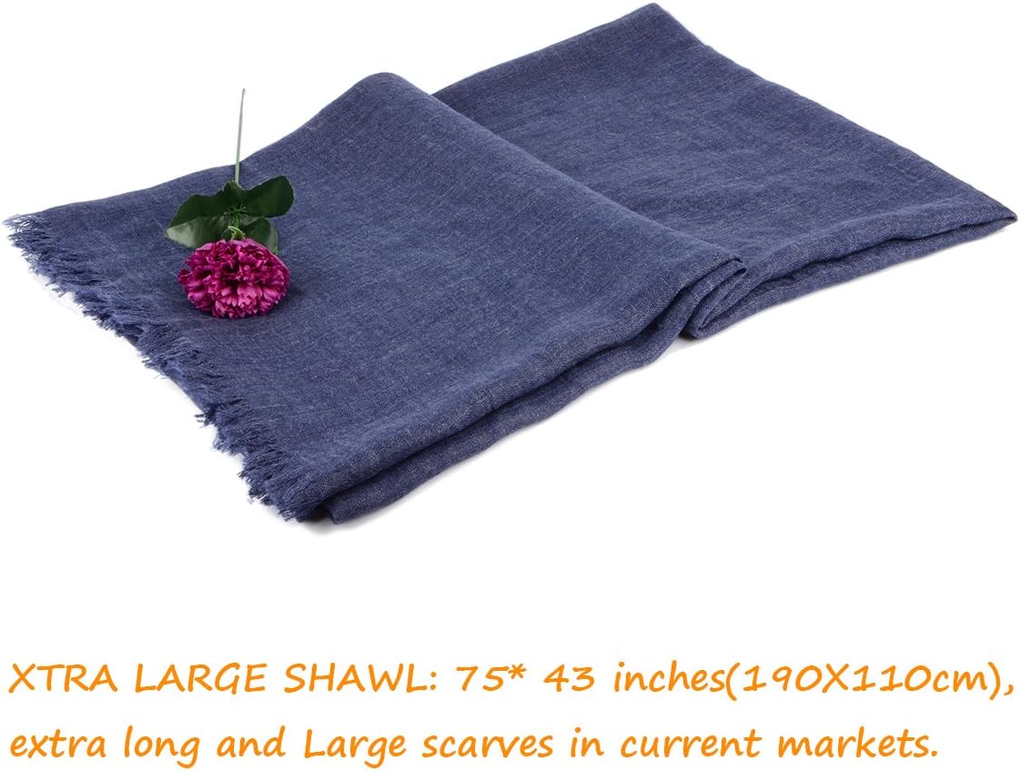 Women Summer Scarfs Large Long Lightweight Linen Beach Gauze Shawl Wrap 75”×43” - Image 2