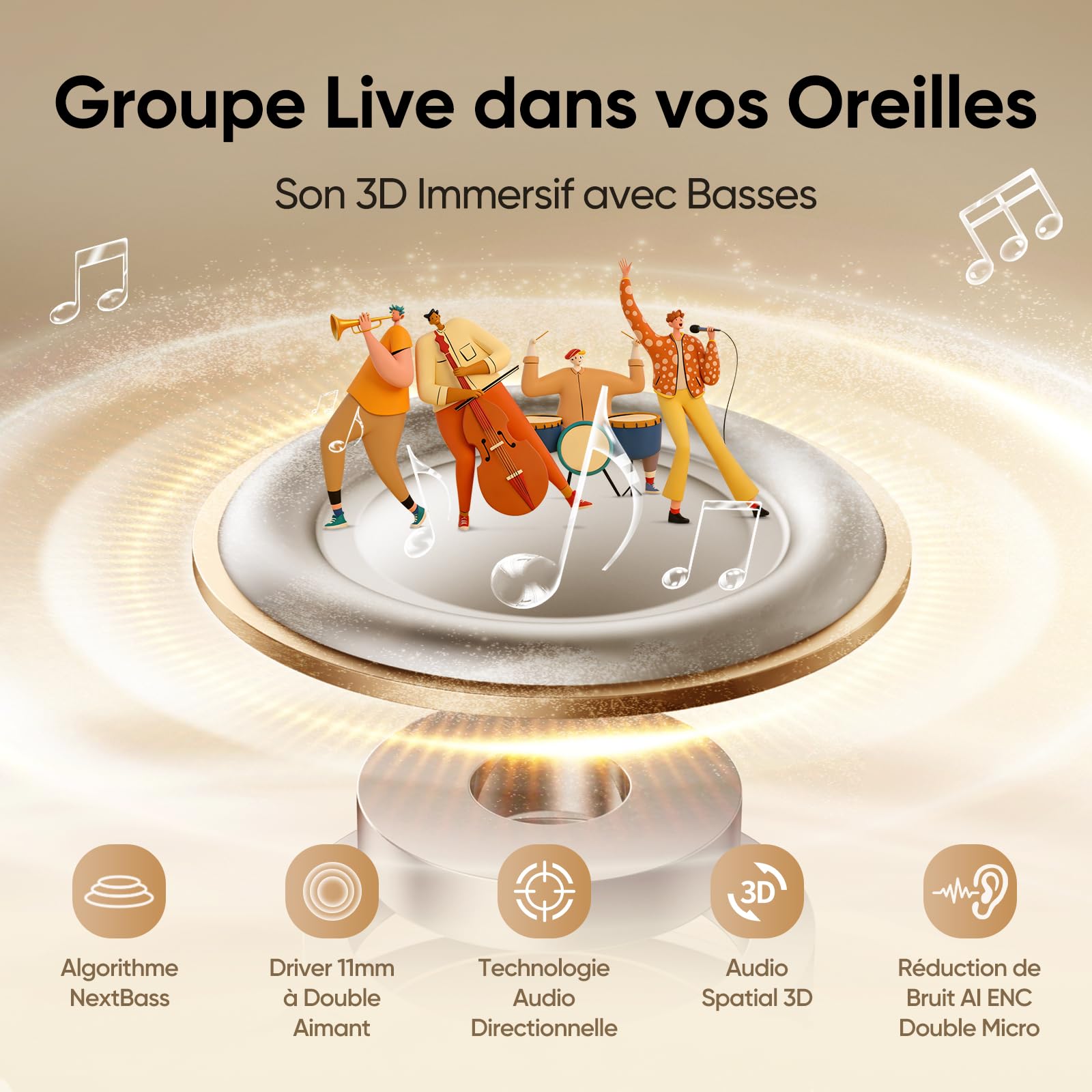 realme Buds Clip Écouteurs Bluetooth à Clip, 36H d'Autonomie, Réduction de Bruit des Appels IA, Traducteur IA, IP55, Bluetooth 5.4, Connexion Double Appareil, pour Sport & Intérieur, Negro Titanio