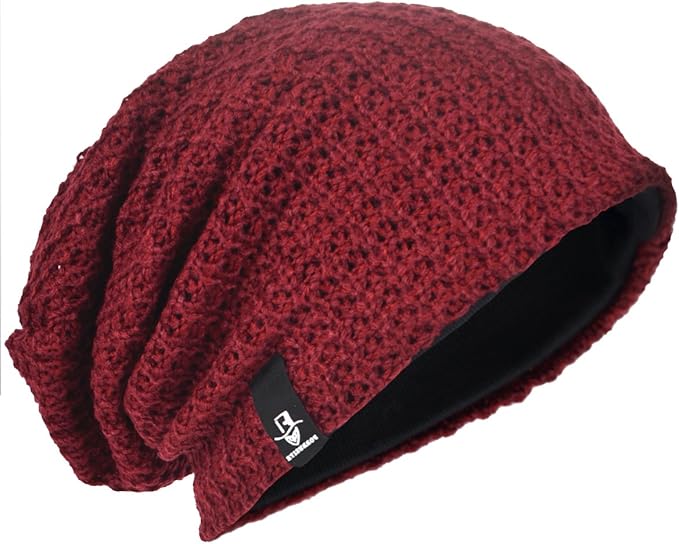Amazon レディースニット帽子 大きめ ニットキャップ オールシーズン ゆったり ゆるシルエットのニット帽 編み織の帽子 ビーニー 無地 伸縮性 ロング ラインリング ｈ B08 ワインレッド ニット 通販