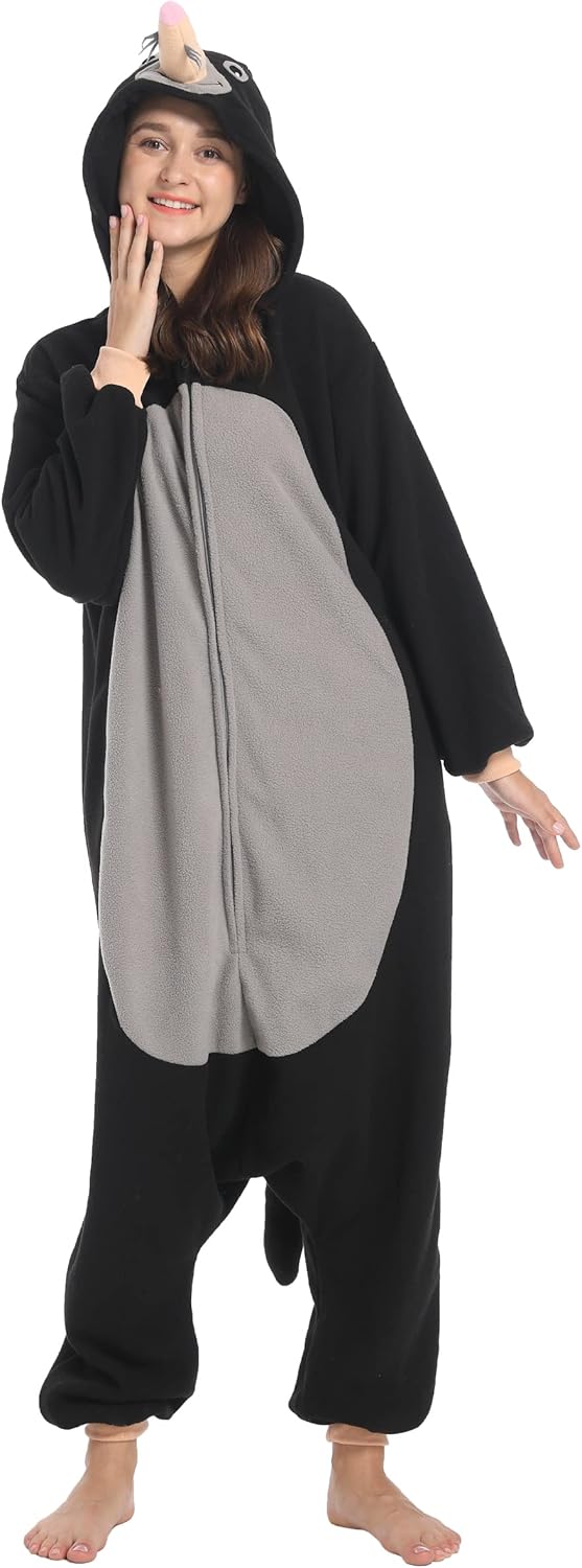 DarkCom Unisex Adult Mole Rat Onesie Halloween Costume One Piece Animal Pajamas Women Men Sleepwear Christmas Pajamas - Image 2