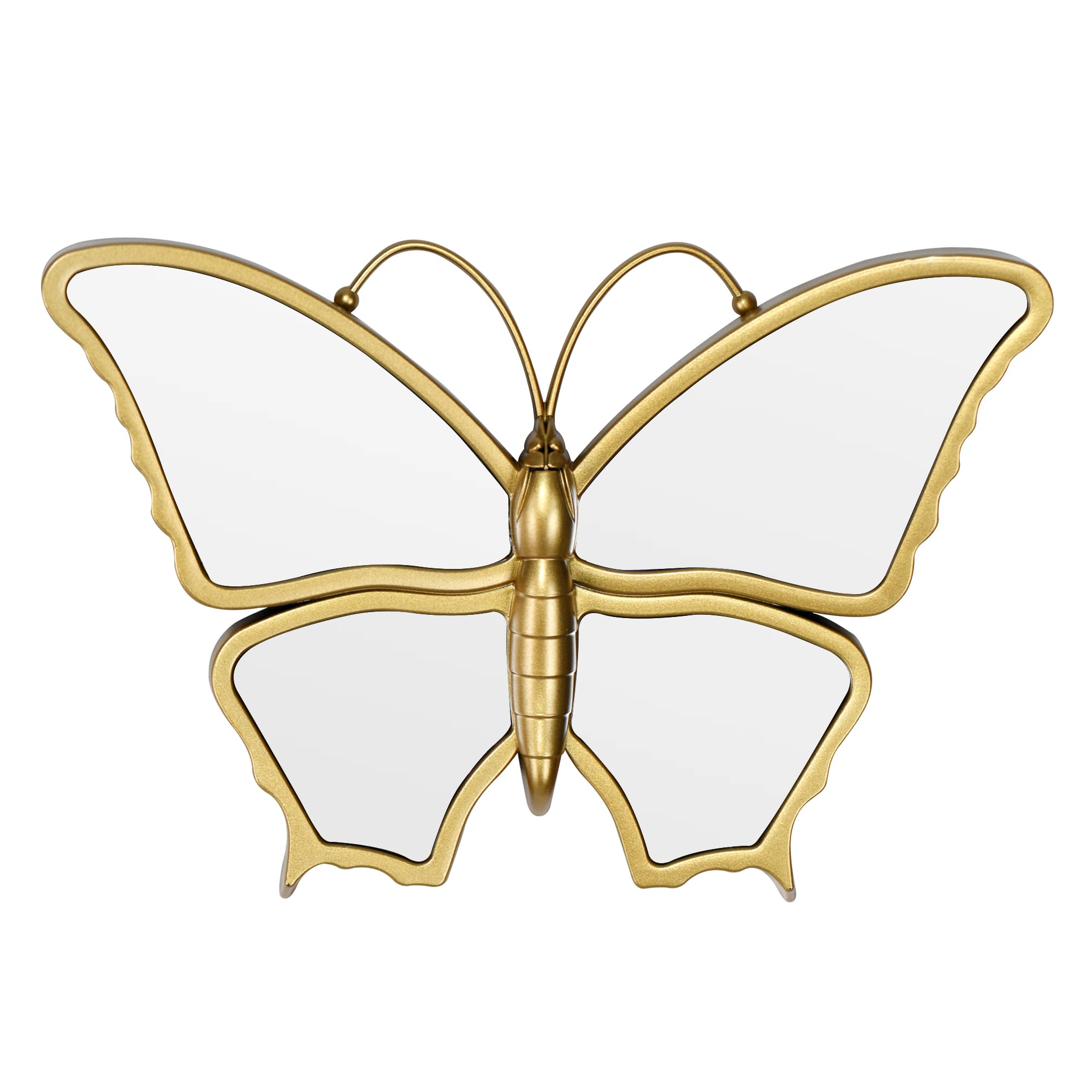 Wartter Decorative Butterfly Wall Mirror with Gold Plastic Frame (9.8 x 6.3 inch)