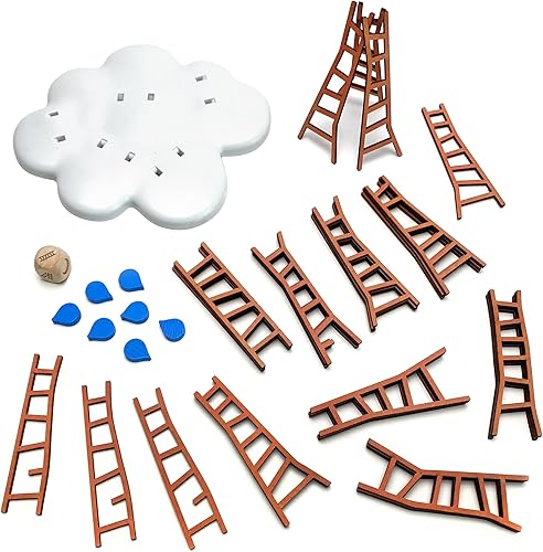 Miniatura 3 de Catch the Moon - Juego de mesa apilable de destreza para 1 a 6 jugadores, hermoso diseño y tema caprichoso, escaleras de madera de equilibrio para